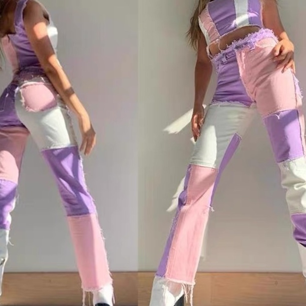 Multiple Color Block Jeans - image 3